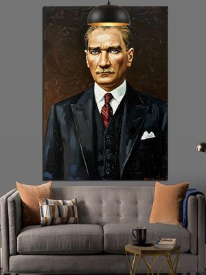 Karizma Tablo Mustafa Kemal Atatürk Portresi Dekoratif Kanvas - Mdf Ahşap Tablo
