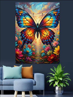 Tablomega Kelebek Soyut Sanat Dekoratif Kanvas - Mdf Ahşap Tablo