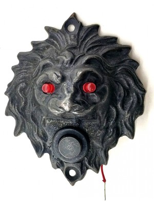 Datatek Eco Lounge Antika Tarz Dekoratif Pirinç Aslan Kapı Zili - 100X78 Mm, Oksit, LED Işıklı