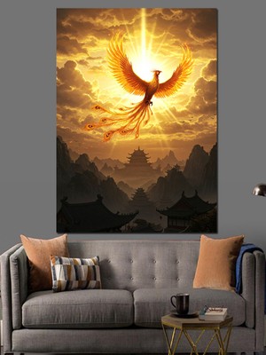 Karizma Tablo Güneşten Doğan Anka Kuşu Dekoratif Kanvas - Mdf Ahşap Tablo