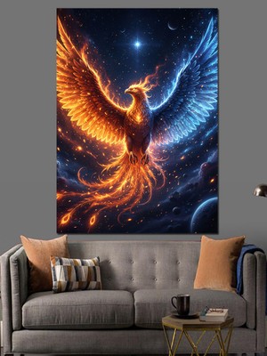 Karizma Tablo Ateşli Anka Kuşu Yükselişi Dekoratif Kanvas - Mdf Ahşap Tablo