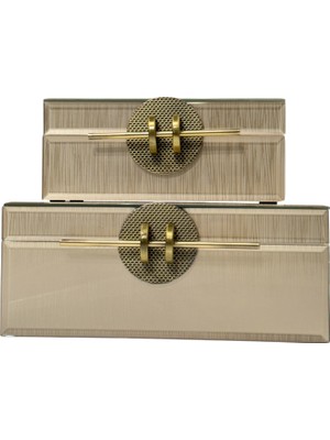 Lara Decor Eskitme Çubuklu Vizon Cam Kutu Seti