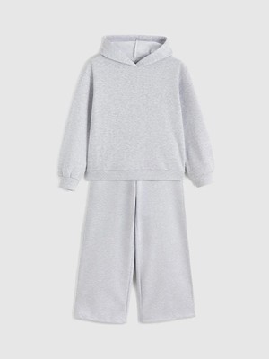 LC Waikiki Lcw Kids Gri Kapüşonlu Kız Çocuk Eşofman Takım