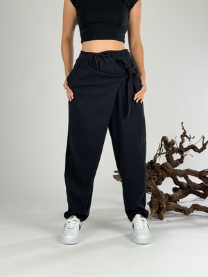 Cocopelli Kemer Detaylı Tasarım Siyah Kadın Pantolon COC1054