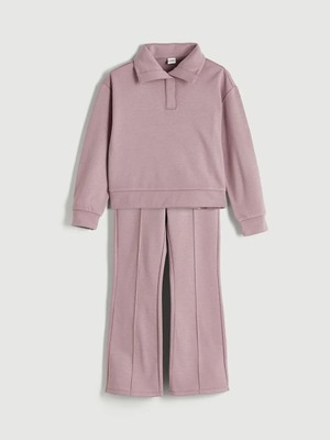 LC Waikiki Lcw Kids Lila Polo Yaka Kız Çocuk Sweatshirt ve Eşofman Alt