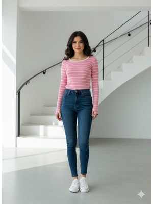 Infivento Bisiklet Yaka Parmak Geçmeli Bluz