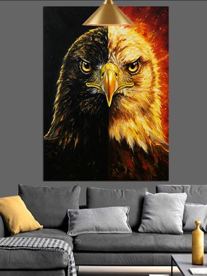 Karizma Tablo Kartal Vahşi Bakış Portresi Dekoratif Kanvas - Mdf Ahşap Tablo