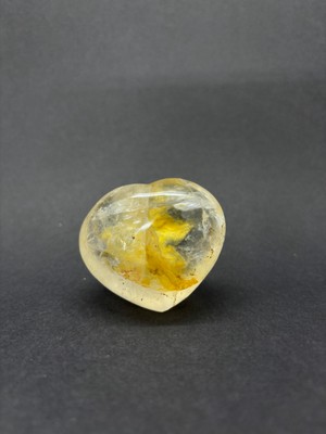 Gemsartdeco Sitrin Altın Şifacı Kalp Palmstone Doğaltaş