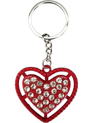 Gampus Metal Kırmızı Kalp Anahtarlık Şirin Metal Anahtarlık
