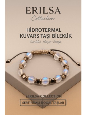 Erilsa Sertifikalı Hidrotermal Kuvars Doğal Taş Bileklik - 8x8 mm Canlılık Huzur ve Enerji Taşı