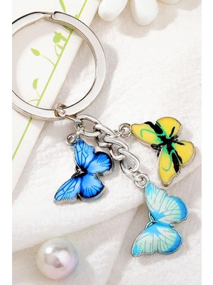 Gampus Anahtarlık Renkli Kelebek Zarif Kolye Ucu Anahtarlık Çanta Aksesuarları Metal