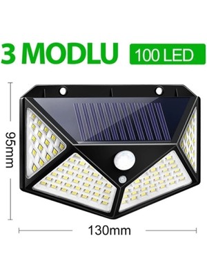 Gampus Güneş Enerjili Hareket Sensörlü IP65 Suya Dayanıklı 100 LED Lamba Solar Bahçe Aydınlatması