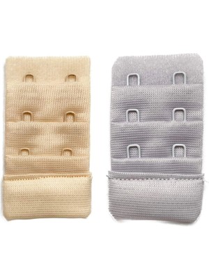 Venüs Shopping 2 Adet Agraf Sütyen Uzatma Kopçası 3 Sıra / 2 Kanca Ten Gri