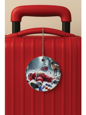 Nurdic Desenli Baskılı Pleksi Zincir Aparatlı Bavul Etiketi Valiz Etiketi Christmas