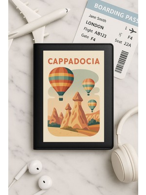 Nurdic Tüm Ülke Pasaportları Için Siyah Vinleks Deri Pasaport Kılıfı Kabı Kapadokya