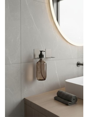 Grandmix Metal Sıvı Sabunluk Tutucu Banyo ve Mutfak Duvar Tipi Matbanyo Organizer