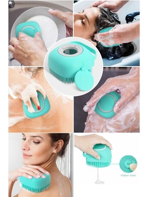 Gampus Şampuan Hazneli Silikon Peeling Duş Fırçası Sarı