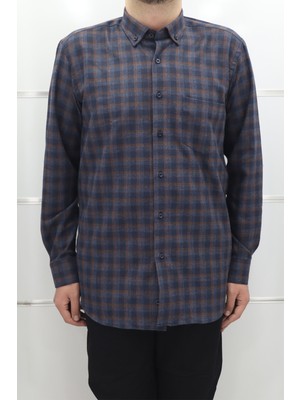 Cliente Fistan Store Erkek Ekose Klasik Kesim Rahat Kalıp Tek Cepli Kışlık Kaşmir Gömlek