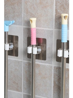 Gampus Paspas Süpürge Fırça ve Mop Askısı Sap Tutucu Mutfak Banyo Askı 5 Adet