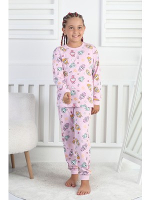 Isobel Isob Pembe Labubu Desenli %100 Pamuk Kız Çocuk Pijama Takımı 6-10 Yaş 51416