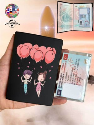 Nurdic Masum Aşk Desenli Deri Pasaport Kılıfı Kabı Tüm Ülke Pasaportlarına Uygun