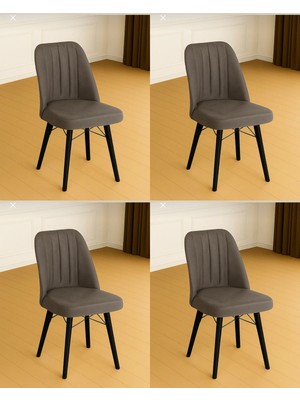 Yonga Concept Karegold Mutfak Sandalyesi 4 Adet (Siyah Metal Ayaklı)