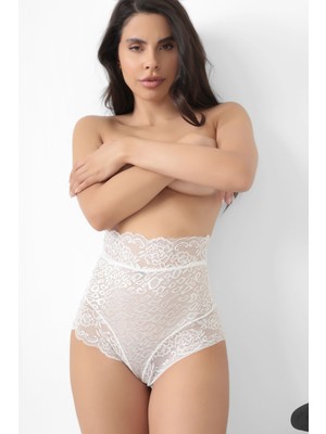 Colezium Ekru Dantelli Yüksek Bel Külot VENÜS-K1012