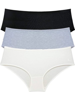 Venüs Shopping 3 Adet Kadın Yüksek Bel Bato Külot Siyah Gri Krem