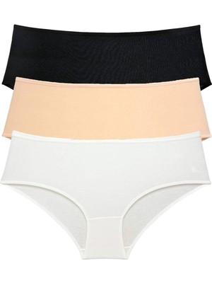 Venüs Shopping 3 Adet Kadın Yüksek Bel Bato Külot Siyah Ten Krem