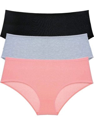 Venüs Shopping 3 Adet Kadın Yüksek Bel Bato Külot Siyah Gri Pudra