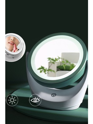 Gampus 360 Dönebilen LED Işıklı Büyüteçli Makyaj Aynası Dokunmatik LED Işıklı Traş Aynası