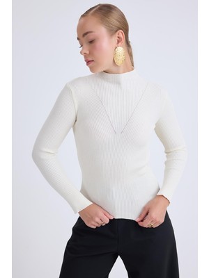 Balıkçı Yaka Uzun Kol Triko Bluz