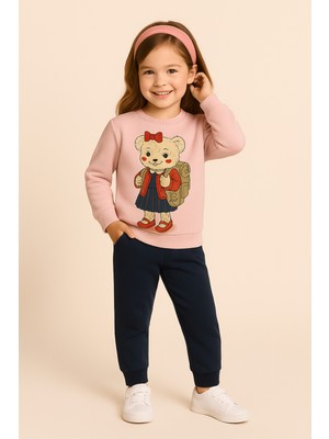 Katia & Bony Kız Çocuk Teddy Desenli Eşofman Takımı Pembe