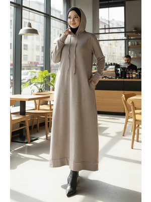 Iki Iplik Kapüşonlu Spor Elbise 0190A-02 Sütlü Kahve