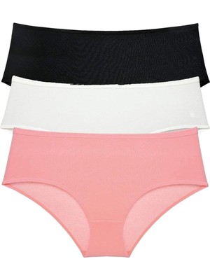 Venüs Shopping 3 Adet Kadın Yüksek Bel Bato Külot Siyah Krem Pudra