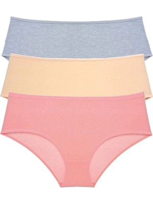 Venüs Shopping 3 Adet Kadın Yüksek Bel Bato Külot Gri Ten Pudra