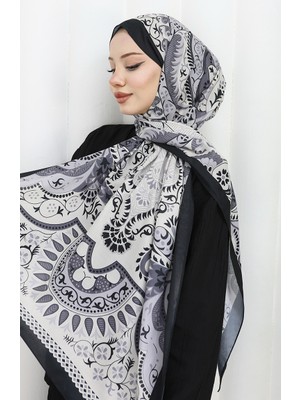 Desenli Soft Şal 70314-02 Siyah Gri
