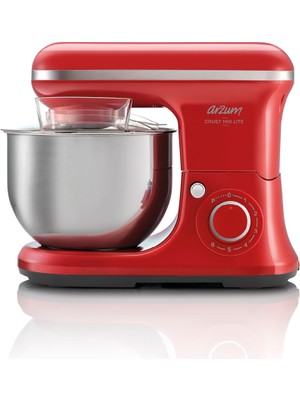 Arzum AR1189 Crust Mix Lite 1500W Stand Mikser – 5L Hazneli Hamur Yoğurma, 3 Aparat - Kırmızı