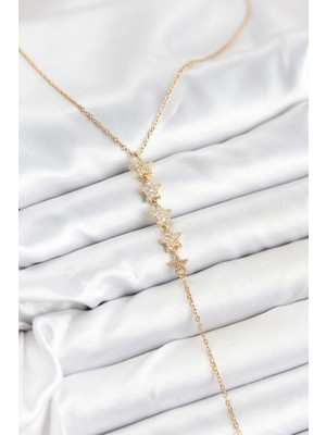 Clariss 316L Çelik Zincir Gold Renk Yıldız Model Y Kolye