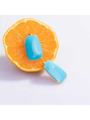 Shine of Magic Jewelry Turquoise Aura Earring | Çelik Küpe