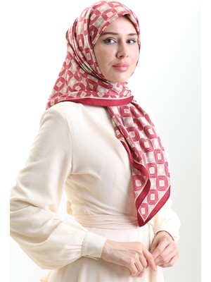 Karaca Geometrik Desenli Reyon Eşarp 82021-10 Bordo Vizon