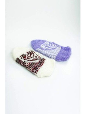 Venüs Shopping 2 Çift El Örgüsü Kışlık Şık Kadın Yün Patik Set 1