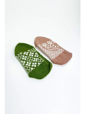 Venüs Shopping 2 Çift El Örgüsü Kışlık Şık Kadın Yün Patik Set 9