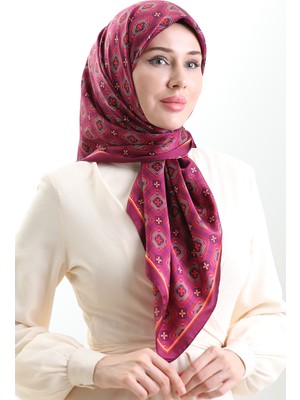 Karaca Geometrik Desenli Reyon Eşarp 82021-05 Vişne Kırmızı