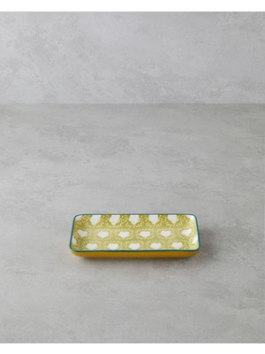 English Home Plantopia Porselen Kayık Tabak 17X10 cm Sarı-Yeşil