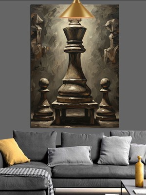 Tablomega Satranç Şah Figürü Sanatı Dekoratif Kanvas - Mdf Ahşap Tablo