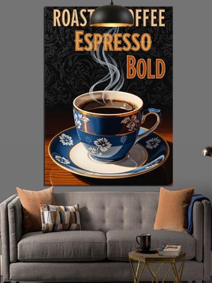 Tablomega Kavrulmuş Kahve Fincanı Sanatı Dekoratif Kanvas - Mdf Ahşap Tablo