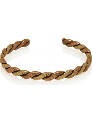 Tesbihane Erkek Bakır Pirinç Bileklik - Taşlamalı Burma Model - Otantik Tasarım - Ayarlanabilir Yapı