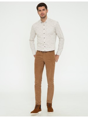 Pierre Cardin Erkek Taba Slim Fit Kadife Kanvas Pantolon 50239895-VR099