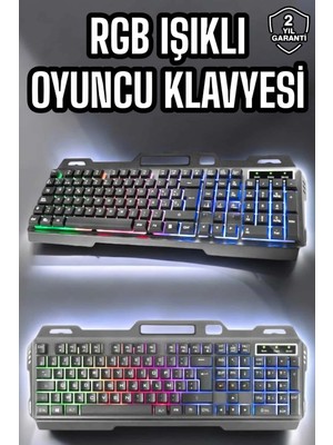 Datatek LED Işıklı Oyuncu Klavye USB Girişli Rgb Işıklı Q Klavye Mouse Hediyeli
